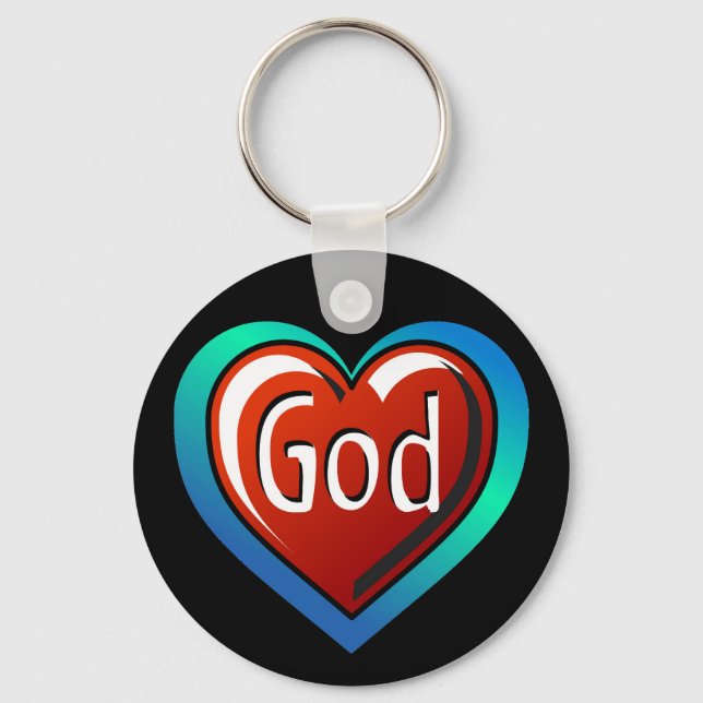 Cool GOD Heart Key Ring (Front)