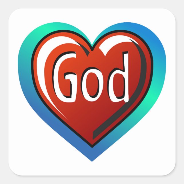 Cool GOD Heart Square Sticker (Front)