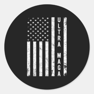 Cool Going Out Made In USA Black American Flag Ult Classic Round Sticker