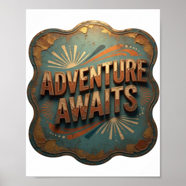 Cool Gold ADVENTURE AWAITS Poster (Front)