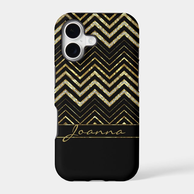 Cool Gold And Diamonds Chevron Pattern (Back)