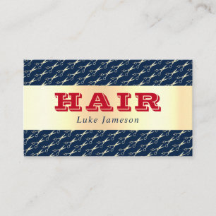 Cool Gold and Vintage Red Typography Hair Stylist Business Card