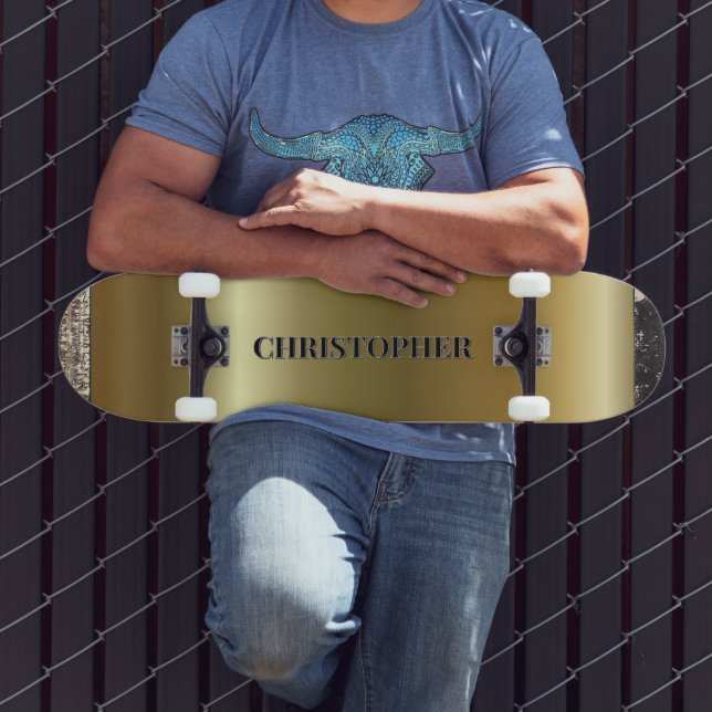 Cool Gold Black Silver Name Skateboard (Outdoor 3)