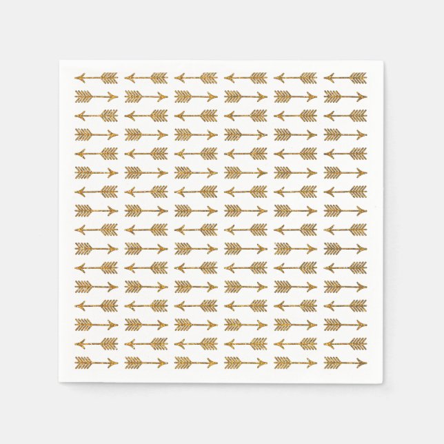 Cool Gold Brown Arrows Glitter Photo Print Napkin (Front)