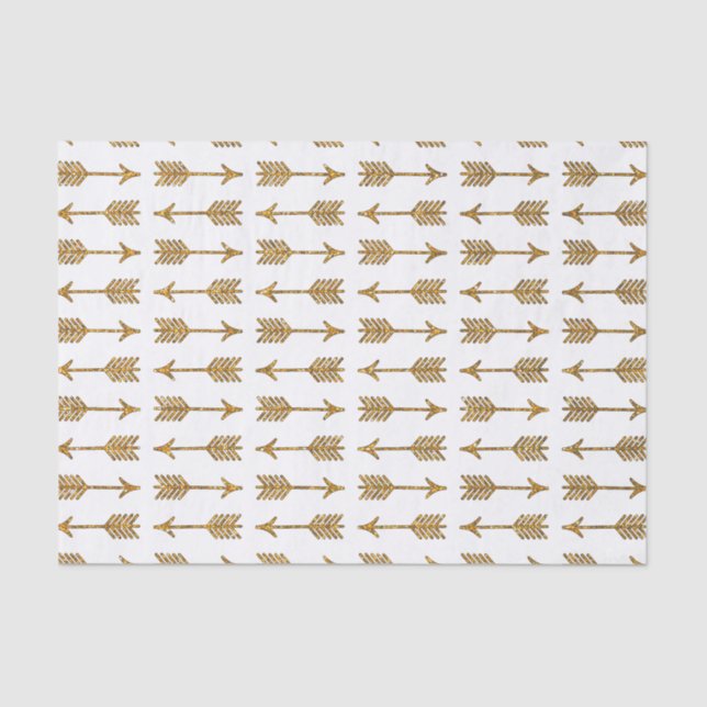 Cool Gold Brown Arrows Glitter Photo Print Tissue Paper (Front)