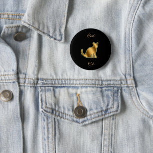 Cool Gold Cat 6 Cm Round Badge