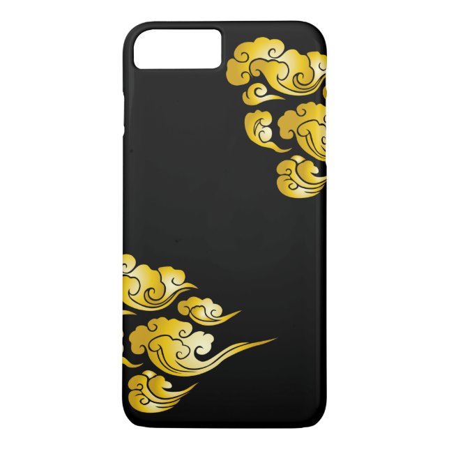 Cool Gold Cloud Patterns Black iPhone 7 Plus Case (Back)