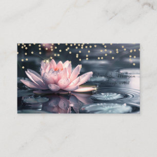 Cool Gold Diamonds Colourful Lotus Blue Business Card