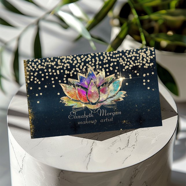Cool Gold Diamonds Lotus Dark Business Card (Creator Uploaded)