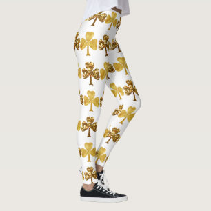 Cool Gold Irish Shamrock Clover Patricks Day  Leggings
