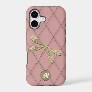 Cool Gold Look Dragonfly Monogram