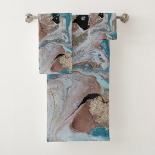 Cool Gold Marble Texture Bath Towel Set