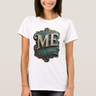 Cool Gold ME EST 1990 Text Design T-Shirt