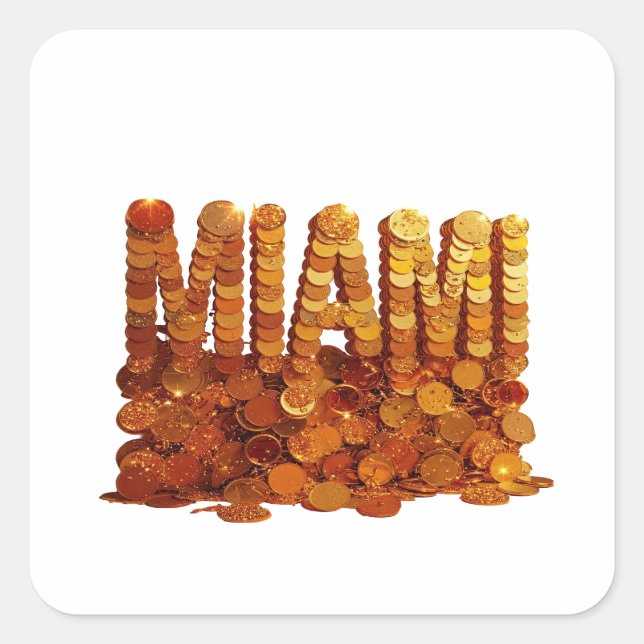 Cool Gold MIAMI Vinyl Style Square Sticker (Front)