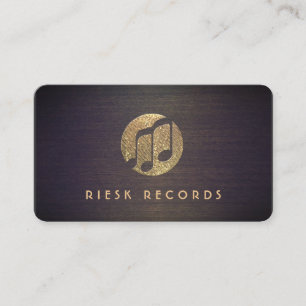 Cool Gold Music Notes Logo Retro Musician Business Card