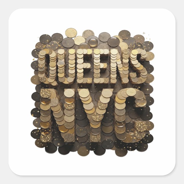 Cool Gold QUEENS NYC Sticker Motif (Front)
