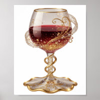 Cool Gold RED WINE GLASS 3D Text Art
