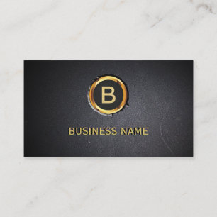 Cool Gold Ring Monogram Coal Black Business Card
