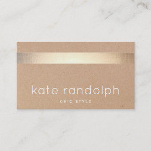 Cool Gold Striped Kraft Tan Cardboard Business Card