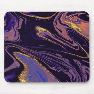 Cool Gold Violet Marble Texture Mouse Mat