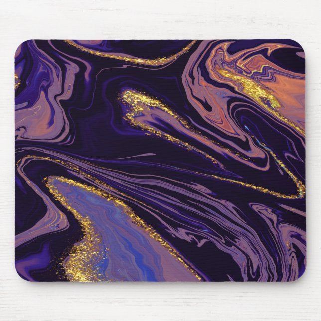 Cool Gold Violet Marble Texture Mouse Mat (Front)