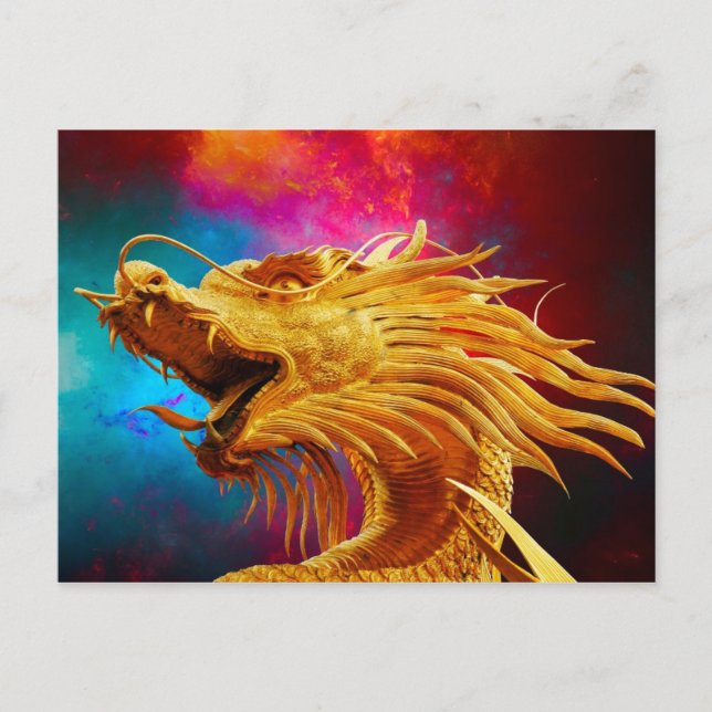 Cool Golden Dragon colourful Thailand background Postcard (Front)