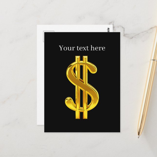 Cool golden money sign Customisable Postcard (Front/Back In Situ)