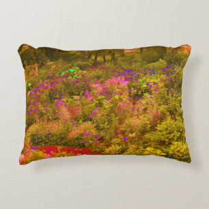 Cool Golden Panoramic Garden Flowers View Decorative Cushion