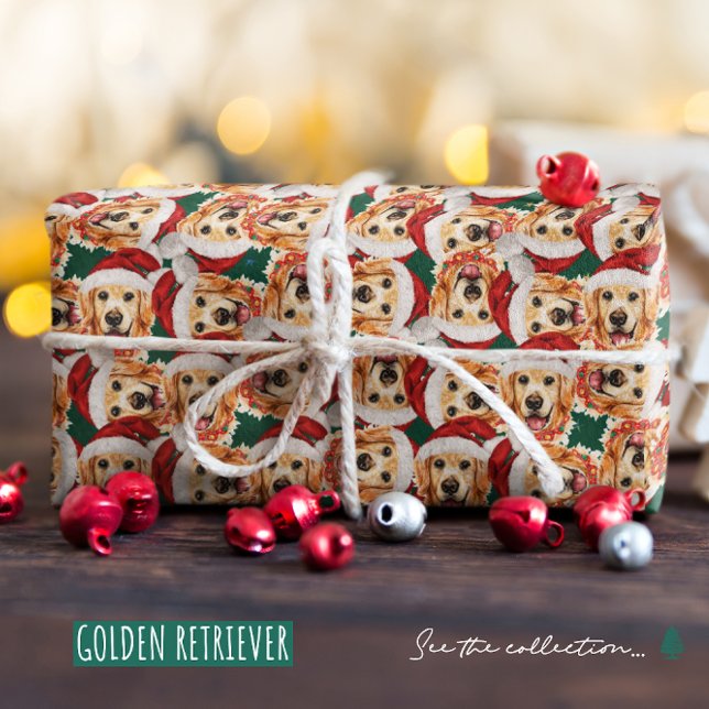 Cool Golden Retriever Christmas Pattern Wrapping Paper (Creator Uploaded)