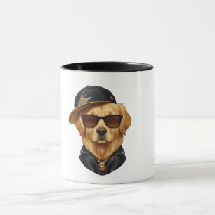 cool golden retriever hip hop  urban streetwear  mug