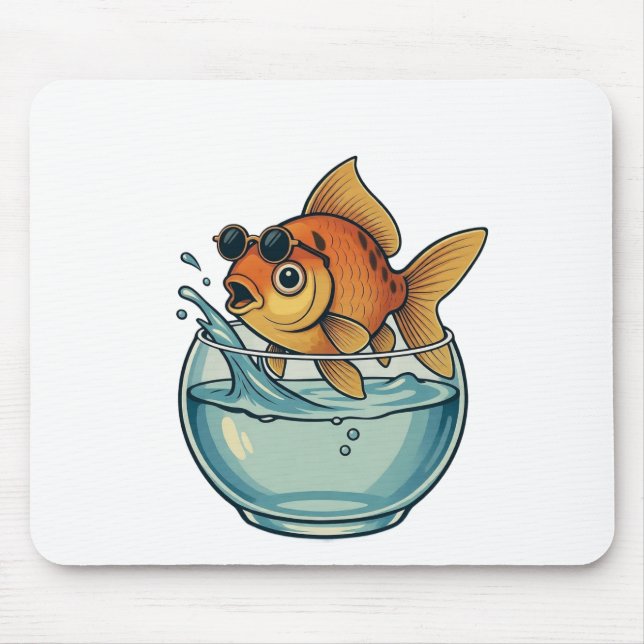 Cool Goldfish Splashing in Sunglasses Mouse Mat (Front)