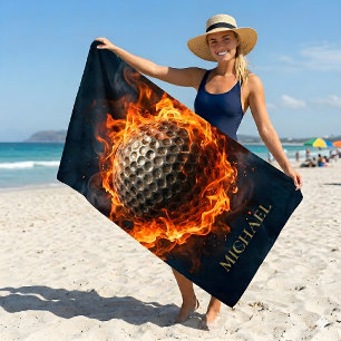 Cool Golf Ball Flames Custom Pool & Beach Towel
