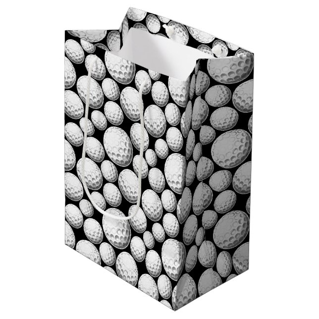 Cool golf ball tiled sports pattern  medium gift bag (Front Angled)