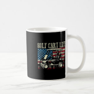 Cool Golf Cart Vintage Us Flag Funny Golfing Gift  Coffee Mug