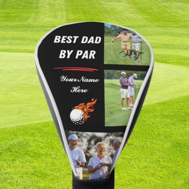 Cool Golf Gifts For Dad Custom 3 Photo & Name Golf Head Cover (Creator Uploaded)