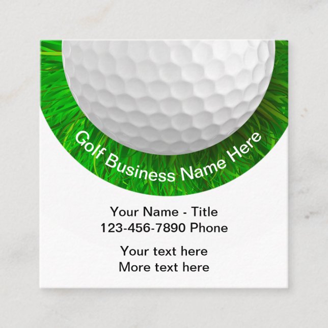 Cool Golf Theme Square Business Card (Front)