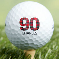 Cool Golfer Gift 90th Birthday red plaid design 90