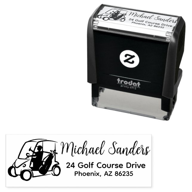 Cool Golfer Personalised Address Self-inking Stamp (In Situ)
