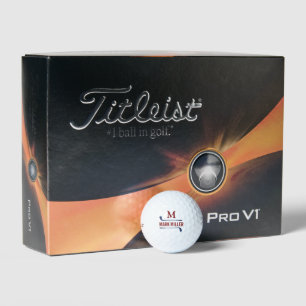 Cool Golfers Custom Red Monogram Golf Balls