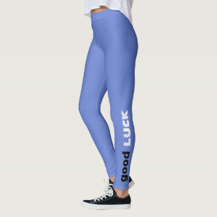 Cool Good Luck Letter Print Leggings, Sports  Leggings