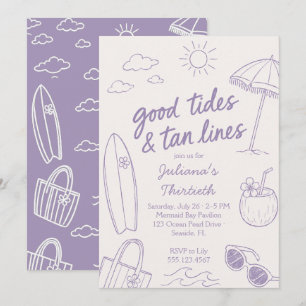Cool Good Tides & Tan Lines Beach Celebration Invitation