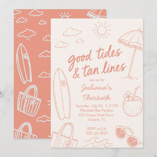 Cool Good Tides & Tan Lines Beach Celebration Invitation