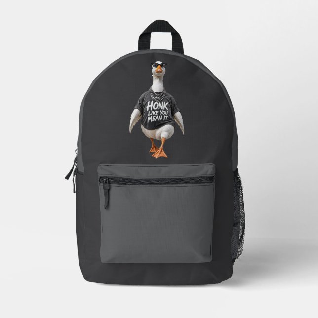 Cool Goose Wearing Sunglasses Printed Backpack (Front)