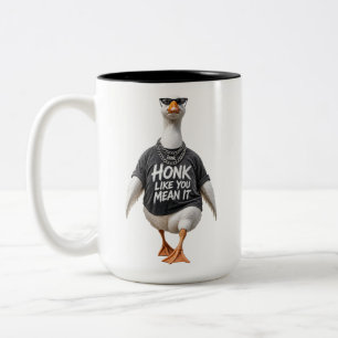 Cool Goose Wearing Sunglasses Two-Tone Coffee Mug