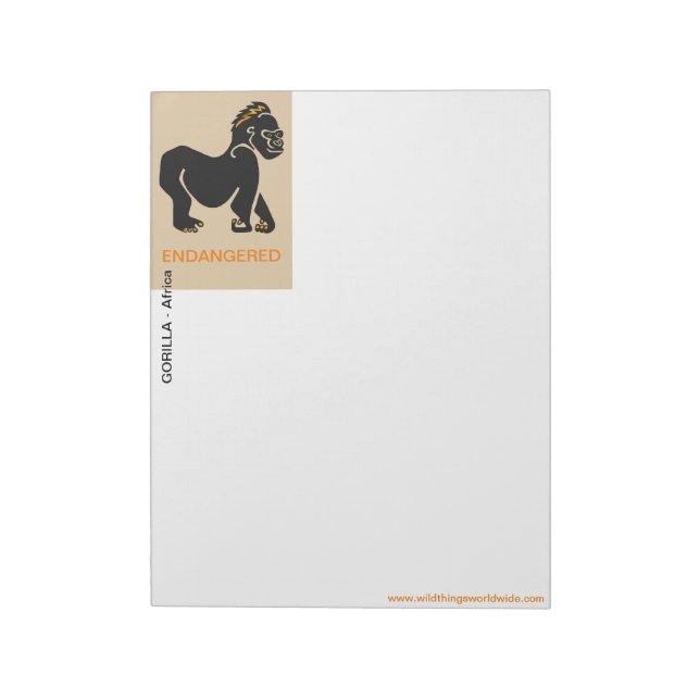 Cool GORILLA- Endangered species - Ape - Primate Notepad (Rotated)