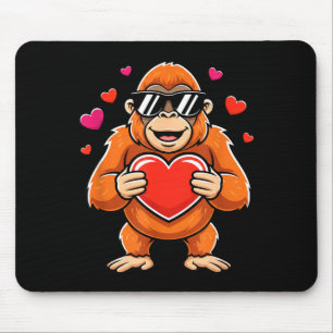 Cool gorilla holding heart valentine ape kids boys mouse mat