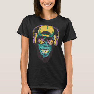 Cool Gorilla Sunglasses Headphones Streetwear Hip  T-Shirt