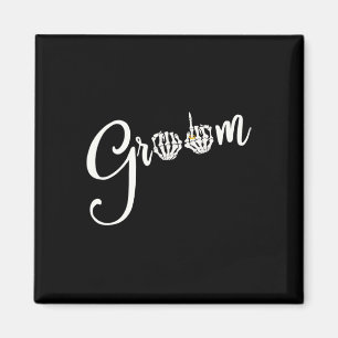 Cool Goth Groom Bride Skull Skeleton Ring Finger G Magnet