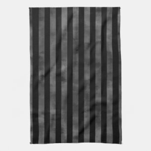 Cool goth punk grungy black and grey dark stripes tea towel