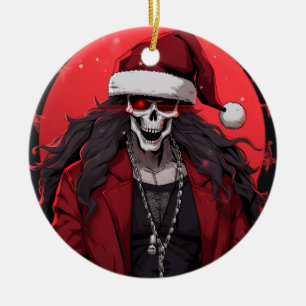 Cool Goth Punk Skull Anime Santa Demon Ceramic Tree Decoration